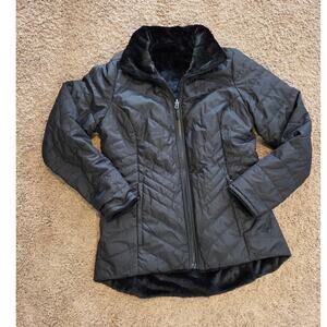The North Face Mossbud insulated reversible jacket black womens faux fur M